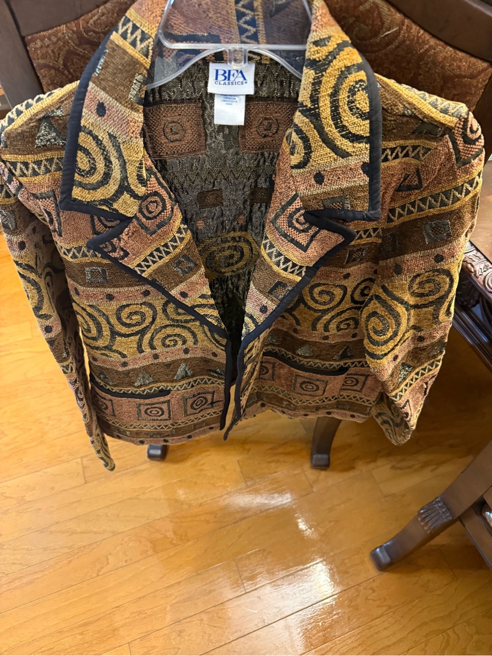 BFA Classics Women's Patterned Blazer in Brown & Gold